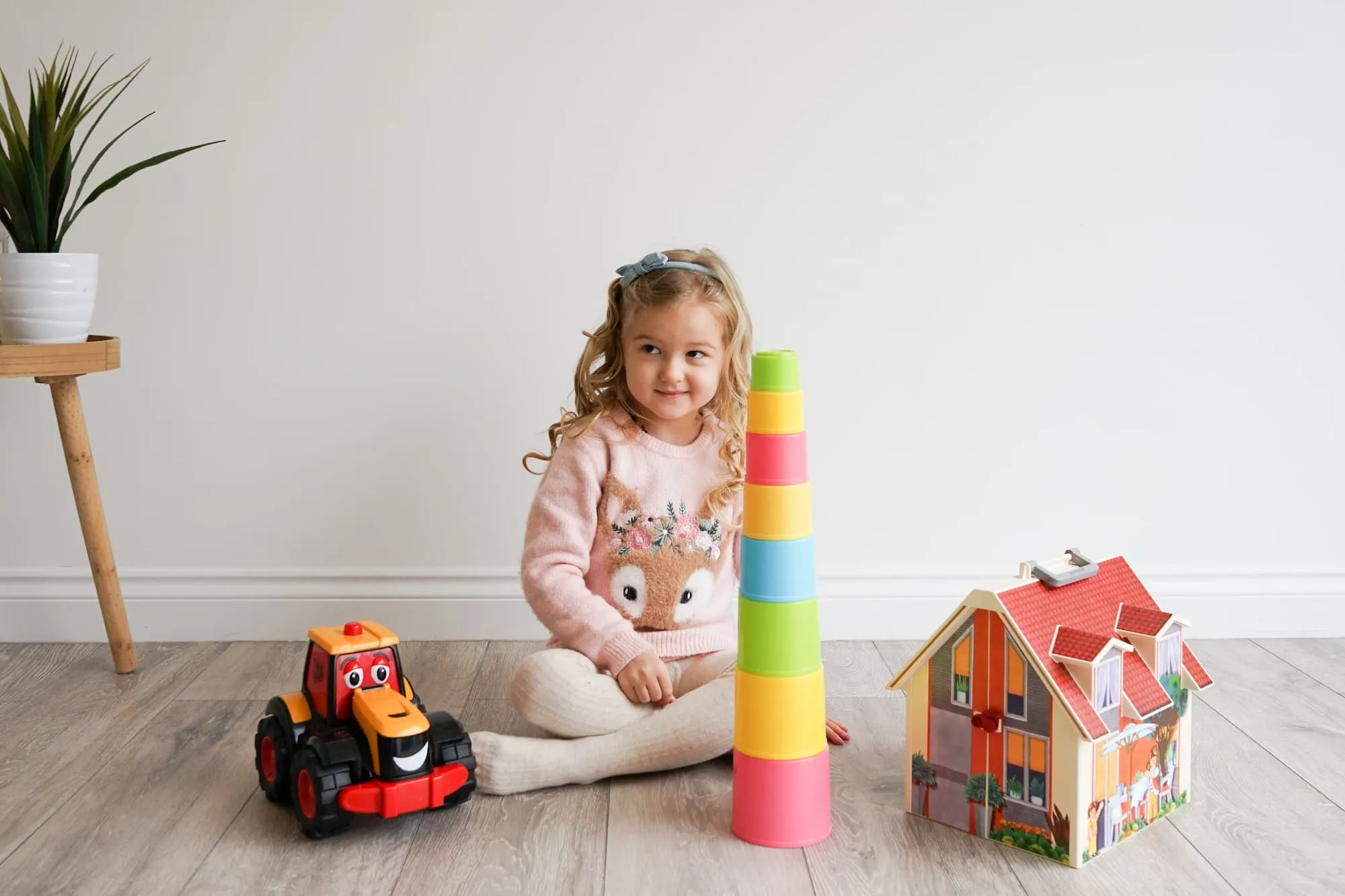 Young girl happy playing at home